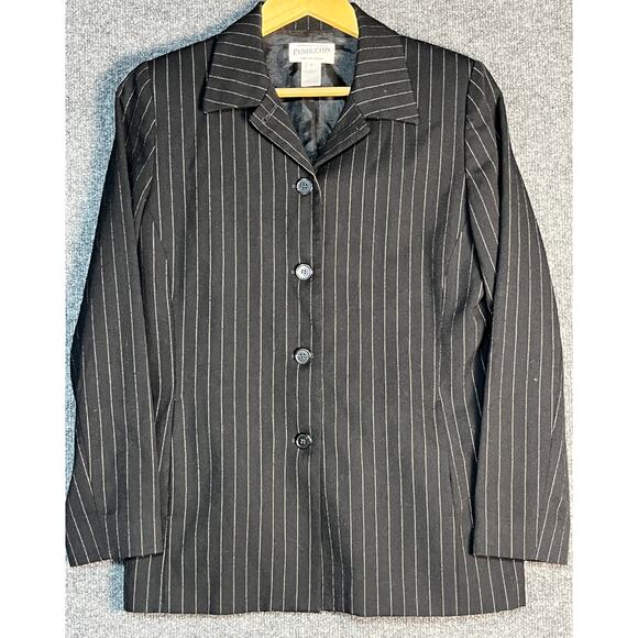 Vintage Pendleton Blazer Jacket‎ Virgin Wool 5 Button Black Pinstripe Womens 6 - Picture 1 of 12